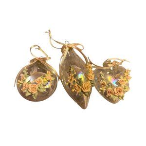 House of Lloyd  Victorian Rose Christmas Ornaments Set Of 3 - Delicate Glass Des